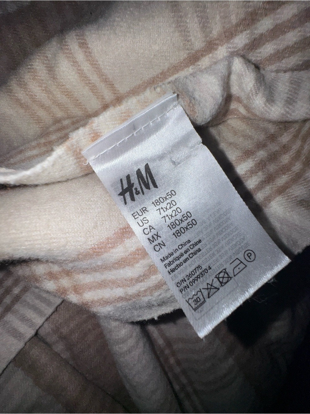Beige and Cream Plaid Fringe Scarf - Picture 6 of 6